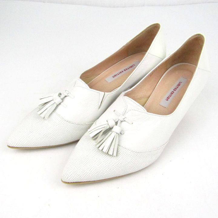 ホワイト ポインテッドトゥ シューズ 36.5 リミテッドエディション パンプス ポインテッドトゥ シューズ 靴 日本