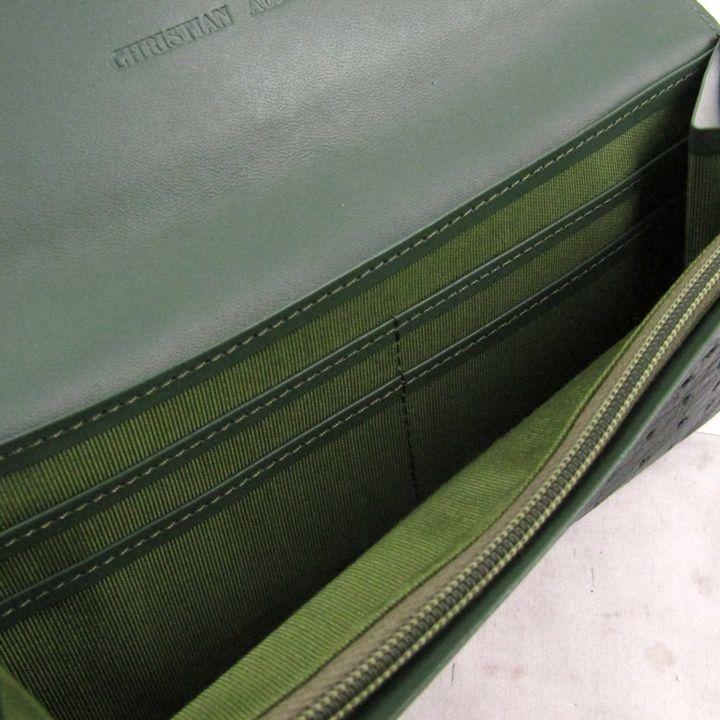 クリスチャンオジャール 長財布 オーストリッチ 型押し レザー 