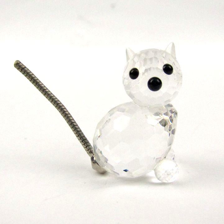スワロフスキー　ガラス　置物　ネコ 国内正規品 SWAROVSKI スワロフスキー クリスタル 猫 フィギュア 置物