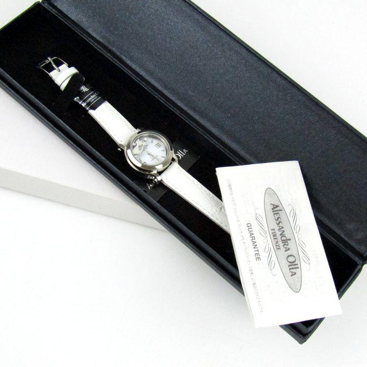 アレサンドラオーラ 腕時計 ネコ アナログ 本革 レザー ブランド 動作未確認 レディース ホワイト ALESSANDRA OLLA | Alessandra Olla