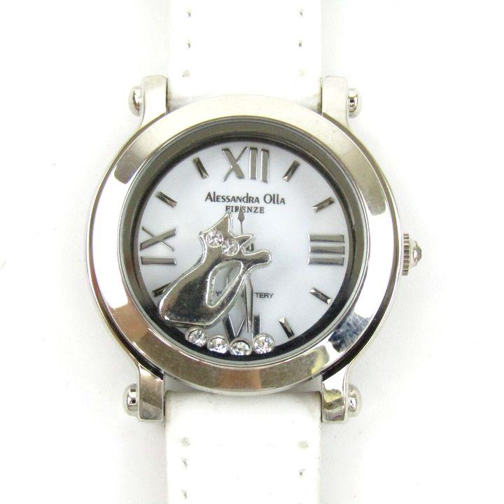 アレサンドラオーラ 腕時計 ネコ アナログ 本革 レザー ブランド 動作未確認 レディース ホワイト ALESSANDRA OLLA | Alessandra Olla | 05