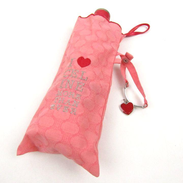 セリーヌ 折りたたみ傘 マカダム アイラブセリーヌ 刺繍 収納時約23cm ブランド レディース ピンク CELINE | CELINE | 05