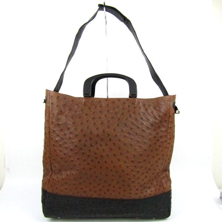 本革オーストリッチ ブラウン ショルダーバッグ OSTRICH - 美品 オーストリッチ OSTRICH バッグ ミニ ショルダーバッグ