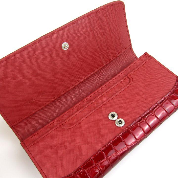 coccoFIORE長財布（新品） コッコフィオーレ 長財布 クロコ型押し レザー フラップ ロング