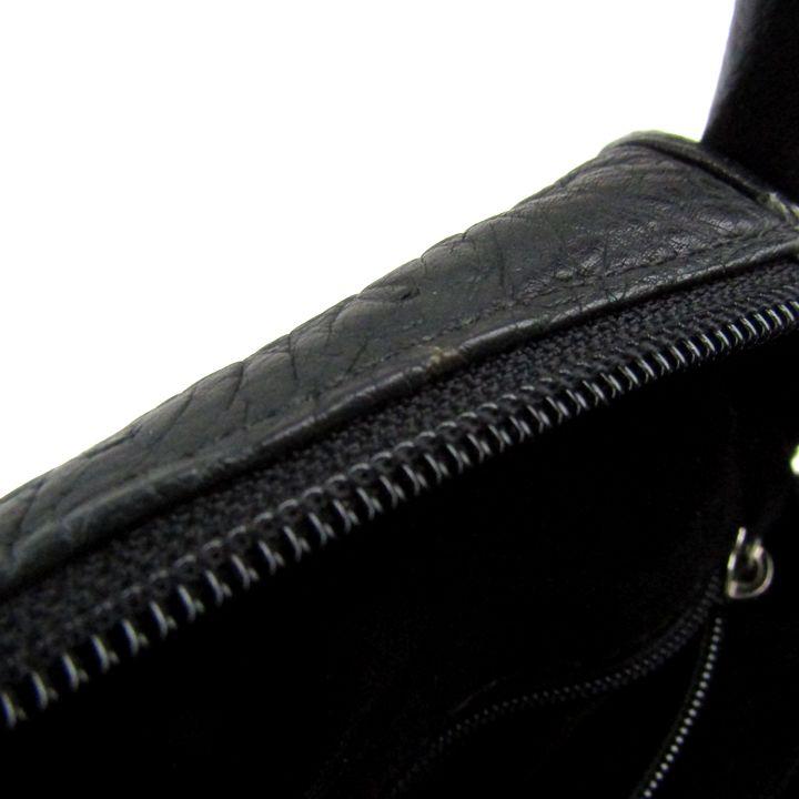 LEATHER JEWELS ハンドバッグ　オーストリッチ　レザー　ブラック キャリー品】オーストリッチ メッシュハンドバッグ ブラック | Outlet