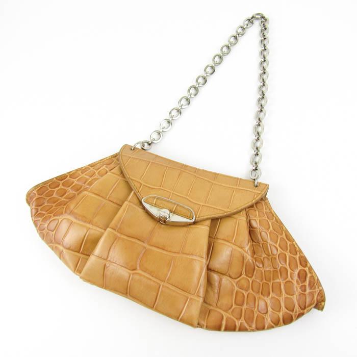 FURLA（フルラ） ショルダーバッグ クロコ型押し レザー チェーン 鞄 