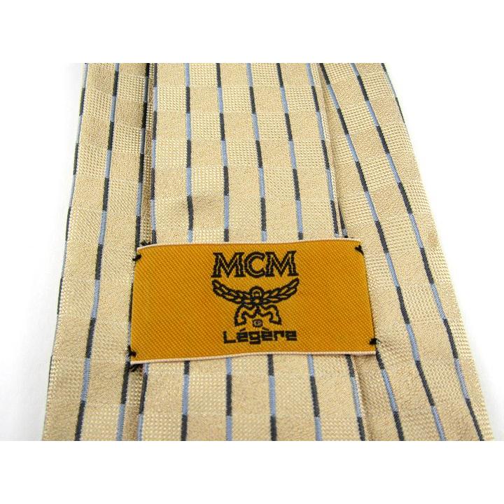 エム・シー・エム ブランドネクタイ バーチカルストライプ柄 シルク 日本製 メンズ ベージュ MCM | MCM | 02