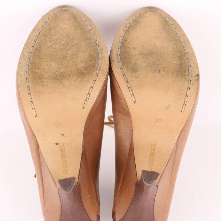 DIESEL ディーゼル レースアップブーティ レザー オープントゥ