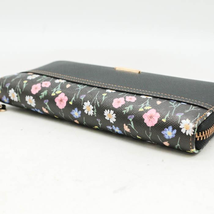 ミッシュマッシュ 長財布 小銭入れ有り ウォレット 花柄 ブランド 黒