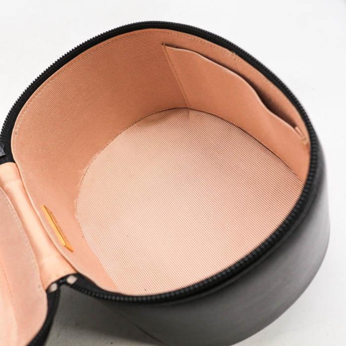 HANAE MORI 円柱型 バニティ ハンドバッグ レザー 希少カラー 美品 HANAE MORI（ハナエモリ） バニティポーチ レザー メイクポーチ 化粧