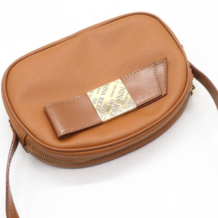 NINA RICCI ニナリッチ 革 キャディバッグ ビンテージ ニナリッチ ショルダーバッグ リボン レザー ポシェット ビンテージ 鞄