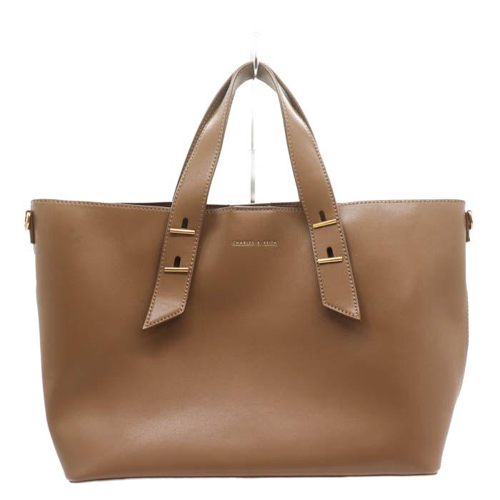 【美品】ベージュトートバッグCharles&keith チャールズ＆キース トートバッグ 鞄 カバン ブランド レディース