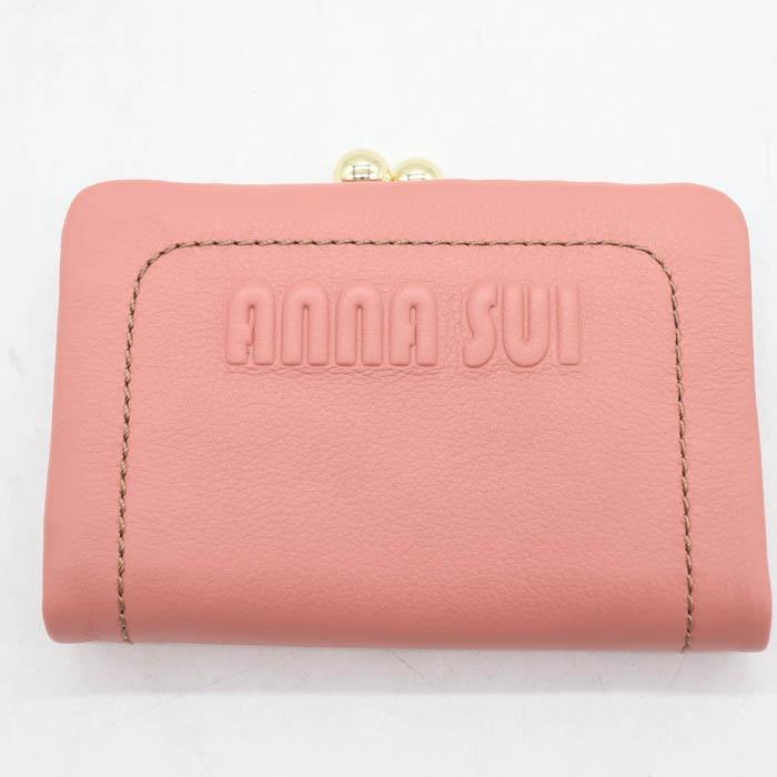 ANNA SUI（アナスイ） 二つ折り財布 ソフティ レザー がま口 小銭入り