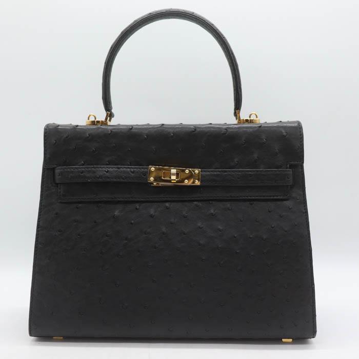 オーストリッチ レザー 本革 ハンドバッグ 2way ショルダーバッグ 