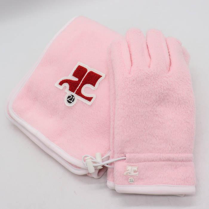 courreges（クレージュ） 21 マフラー・手袋 2点セット フリース ロゴ