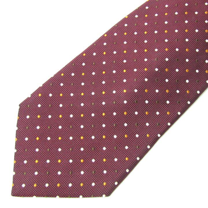 ミツミネ ブランドネクタイ ドット柄 シルク メンズ ボルドー