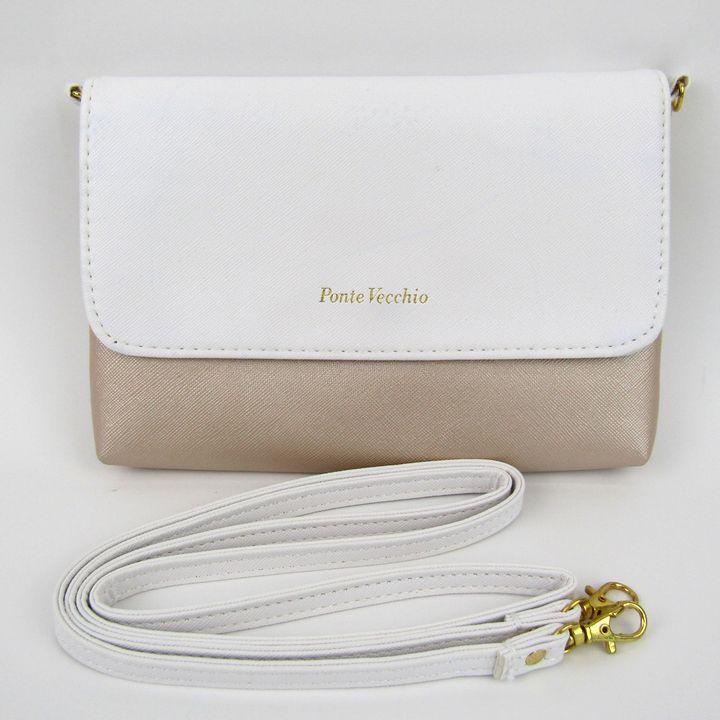 ポンテヴェキオ ミニバッグ ポーチ 2way ショルダーストラップ付き ノベルティ ブランド レディース ホワイト Ponte Vecchio | Ponte Vecchio