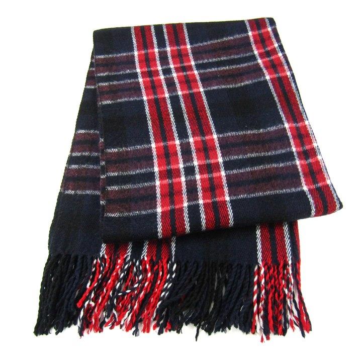 タータンチェックマフラー ネイビー/レッド タータンチェック マフラー ネイビー レッド ストール 大判 - メルカリ