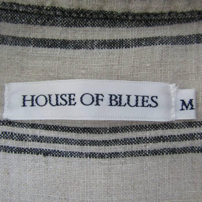 ハウスオブブルース 長袖シャツ トップス ストライプ柄 リネン100% メンズ Mサイズ ベージュ×黒 House of Blues |  | 02