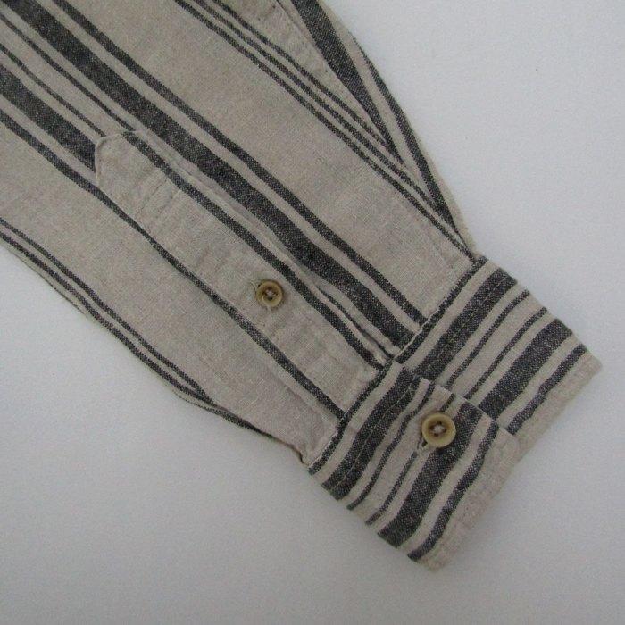 ハウスオブブルース 長袖シャツ トップス ストライプ柄 リネン100% メンズ Mサイズ ベージュ×黒 House of Blues |  | 04