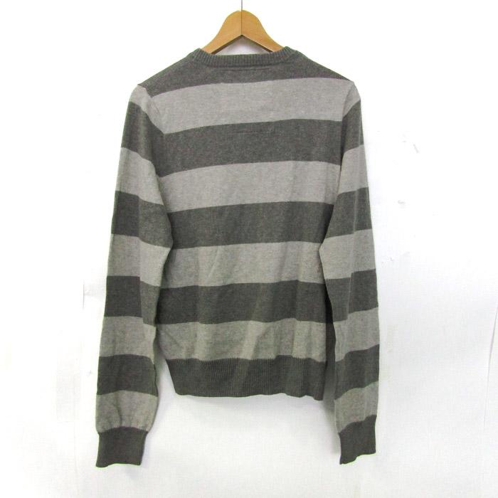 アバクロンビー&フィッチ セーター トップス 長袖 ニット ボーダー柄 メンズ Mサイズ グレー Abercrombie & Fitch | Abercrombie&Fitch | 01