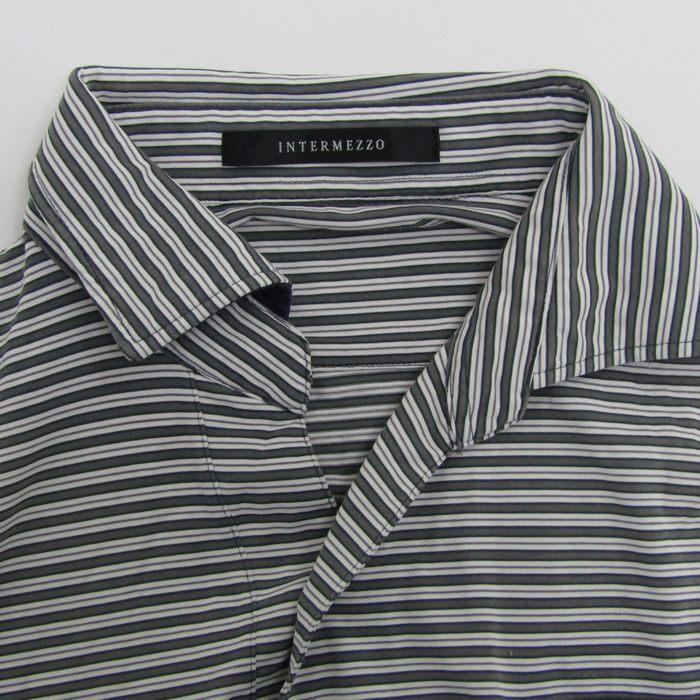 M211☆INTER MEZZO 新品3L2点半袖ポロシャツ¥29,000相当 MENS ジオメトリックリブカラー 半袖ポロシャツ インディゴ