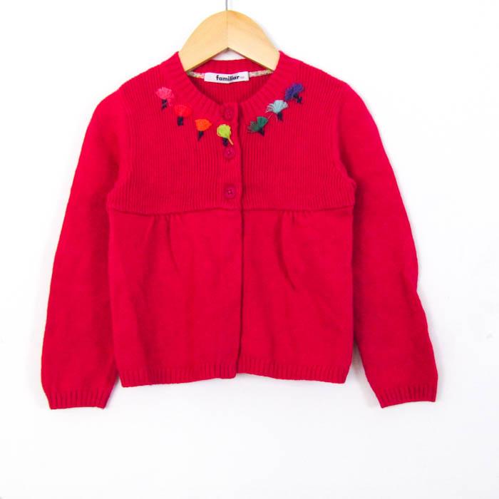 ファミリア カーディガン トップス 長袖 コットン ウール キッズ