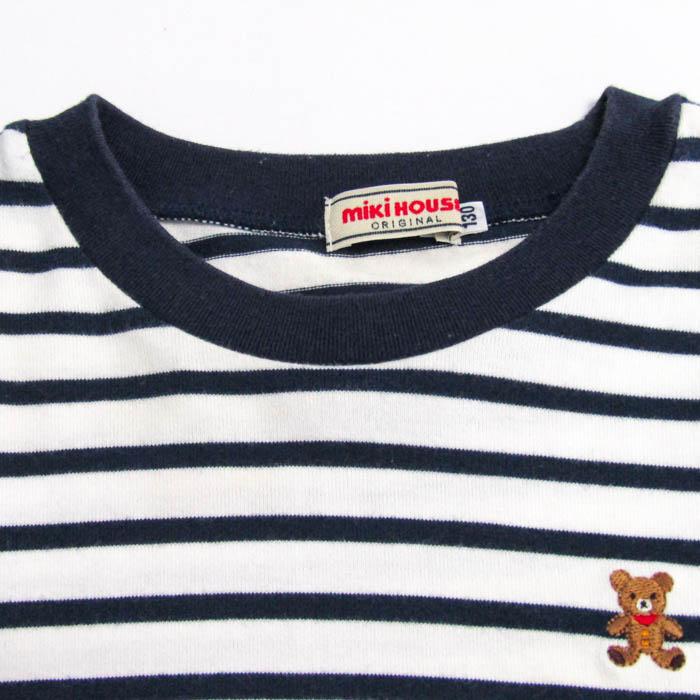 ミキハウス 長袖Tシャツ コットン100% ブランド トップス ボーダー柄 