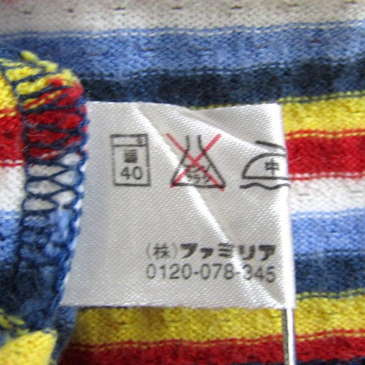 ファミリア 半袖Tシャツ トップス ボーダー柄 肩スナップ