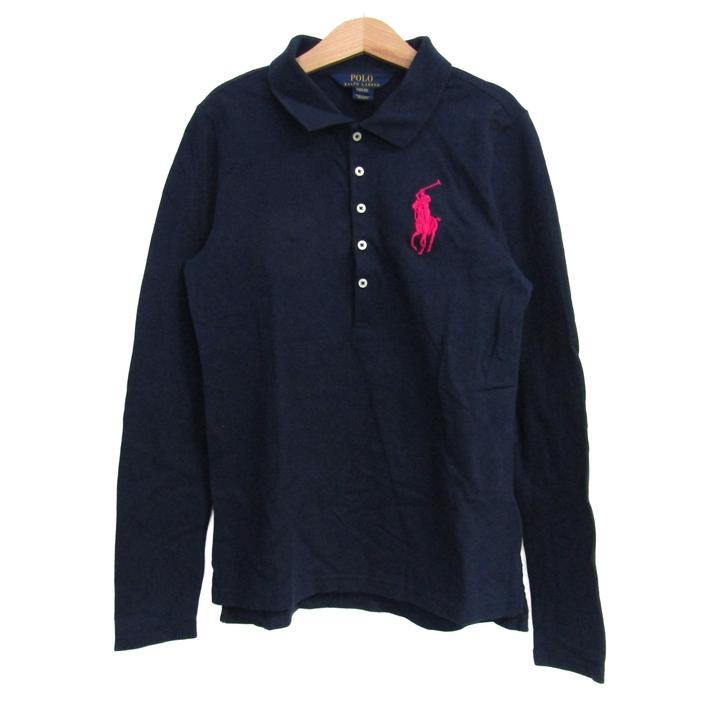 ラルフローレン ビッグポニー エンブロイダリー 長袖ポロ ネイビー POLO RALPH LAUREN ビッグポニー 長袖ポロシャツ ネイビー レディース