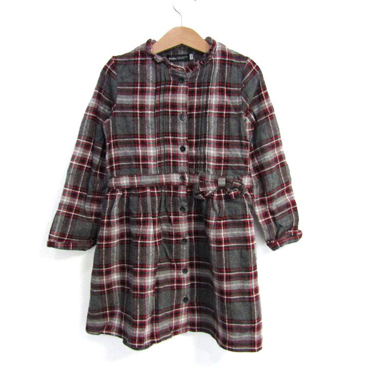 べべ シャツワンピース トップス 長袖 チェック柄 キッズ 女の子用 120 