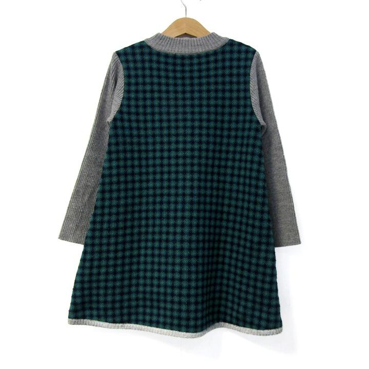 familiar チェック柄ワンピース 120 ファミリア ニットワンピース トップス 長袖 チェック柄 キッズ 女の子