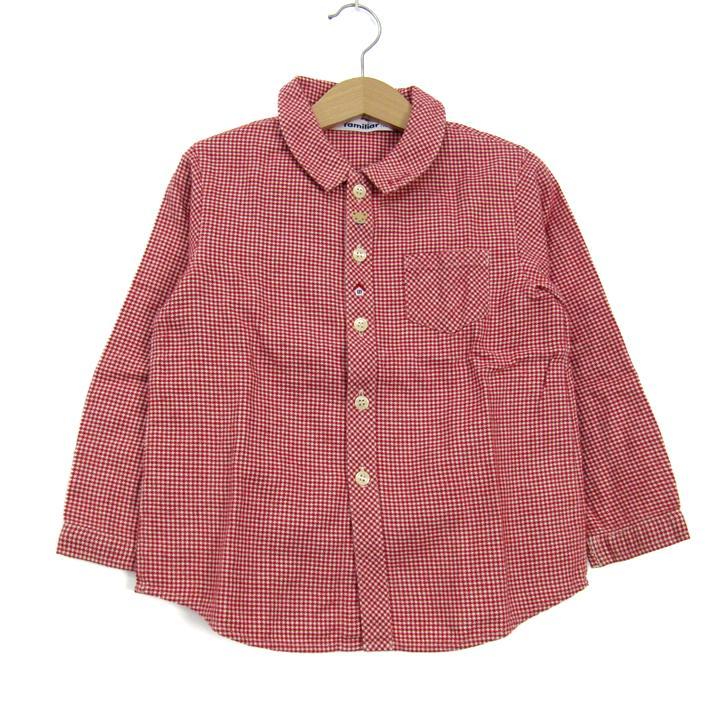 ファミリア ブラウス 長袖シャツ チェック柄 トップス キッズ 女の子用