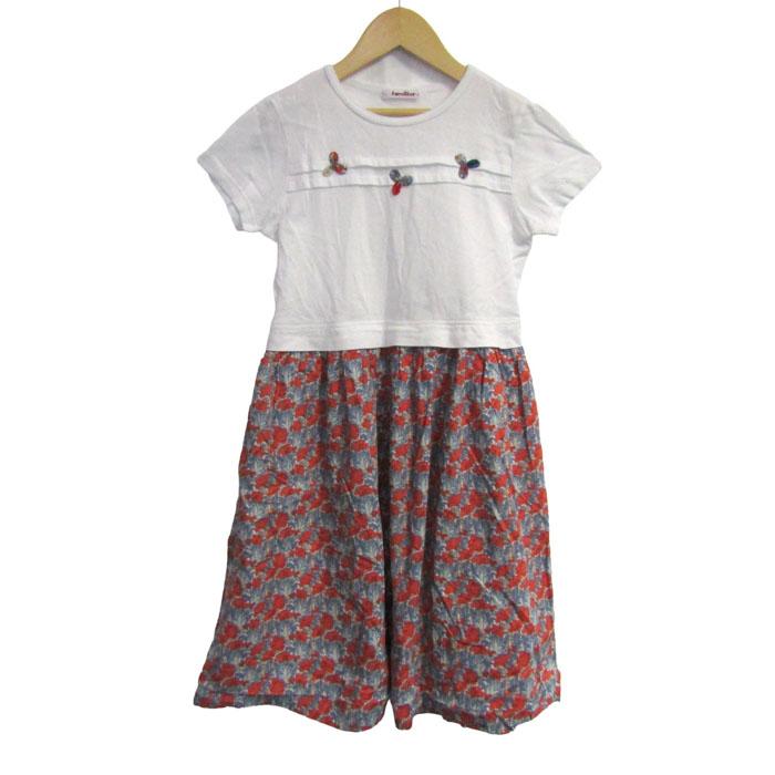 ファミリア 切替ワンピース トップス 半袖 花柄 キッズ 女の子用 140