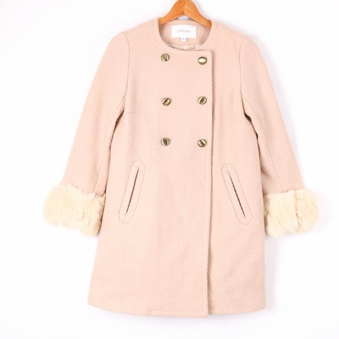 JILL STUART ジルスチュアート ノーカラーコート ダブルボタン ファー 