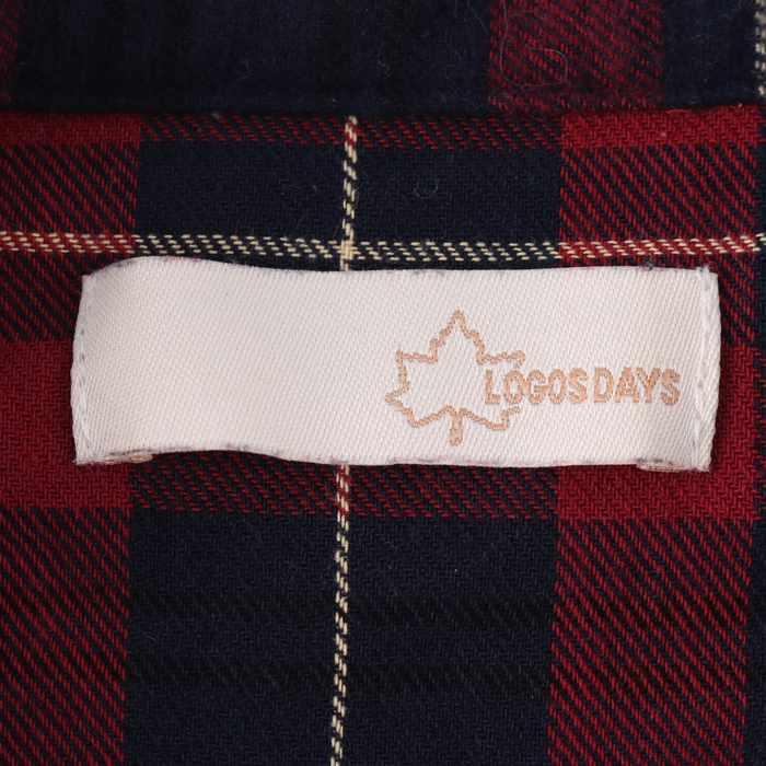 ロゴス シャツワンピース 長袖 ノーカラー コットン100