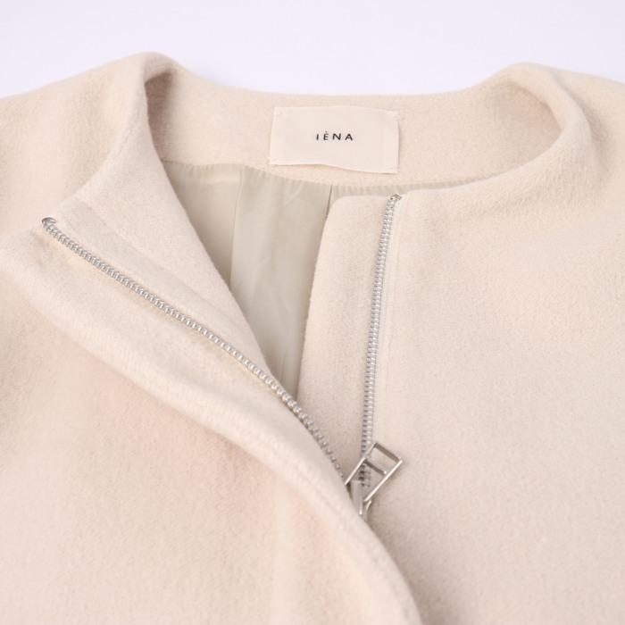 IENA（イエナ） ノーカラーコート ミドル丈 アンゴラ/ウール混