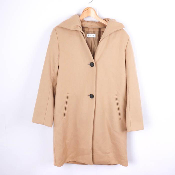 PLST（プラステ） ステンカラーコート ミドル丈 ウール混 フード付