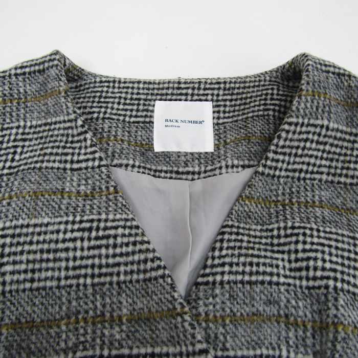 バックナンバー ノーカラーコート チェック柄 アウター レディース M