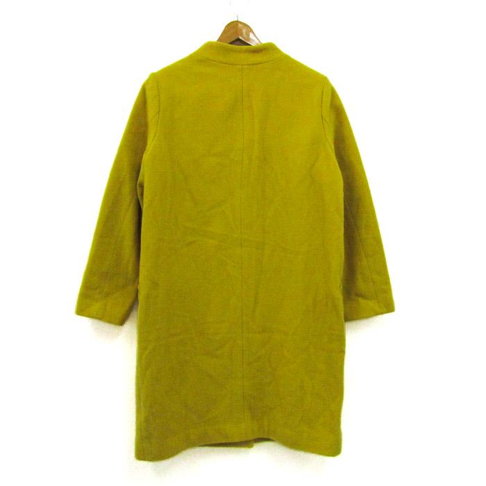 b3899【バイスデポール】レディース　ロングコート　襟付き　長袖　イエロー b3899【バイスデポール】レディース ロングコート 襟付き 長袖