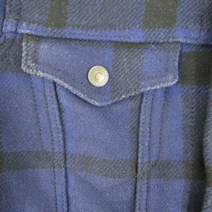 リーバイス ジャケット チェック柄 ウール混 アウター メンズ Sサイズ ブルー×ブラック Levi's Levi's（リーバイス） ジャケット チェック柄 ウール混 アウター