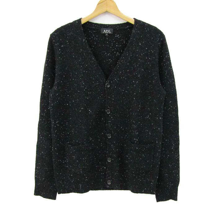 アーペーセー カーディガン トップス 長袖 Vネック メランジニット イタリア製糸 メンズ Sサイズ 黒×白 A.P.C. | A.P.C.