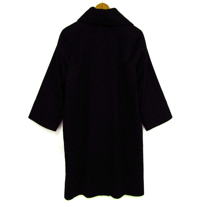 【美品】レキップ ヨシエイナバ カシミヤ混 ロングコート ベロア切り替え 黒 M ヨシエイナバ ロングコート ウールコート アウター カシミヤ100
