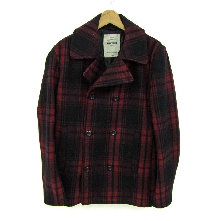 ハーヴァード ピーコート ウール混 ブランド アウター 赤 黒 メンズ L