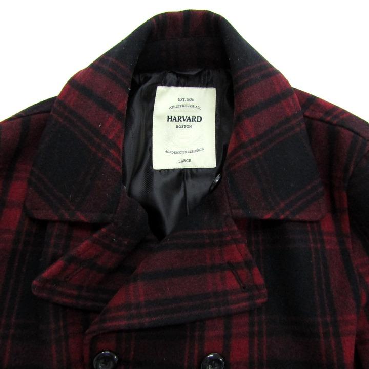 ハーヴァード ピーコート ウール混 ブランド アウター 赤 黒 メンズ L