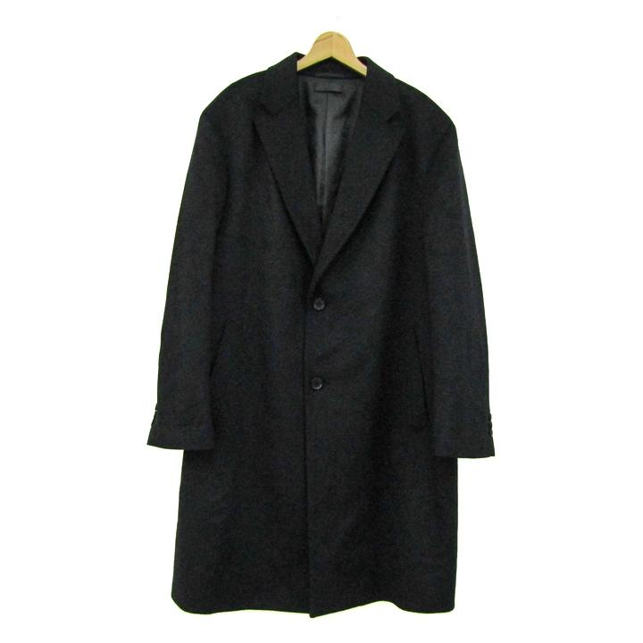 ユニクロUNIQLOブラックウールカシミヤ混メンズロングチェスターコート S ユニクロ（UNIQLO） チェスターコート 大きいサイズ ウール/カシミヤ混