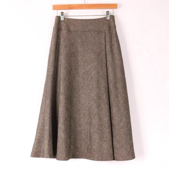 23区 ロングスカート フレア タック ウール/シルク/カシミヤ/アンゴラ