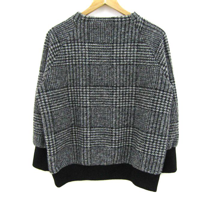 ジュイール ニット セーター 長袖 未使用 ブランド トップス 日本製 黒 レディース 38-40サイズ ブラック系×グレー JOUIR ジュイール ニット セーター 長袖 未使用 ブランド トップス