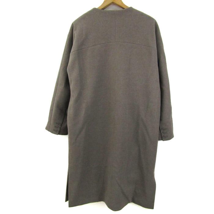 ニコアンド ノーカラーコート ロング丈 アウター ウールライク