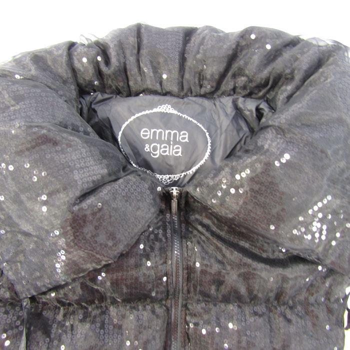 エマアンドガイア ダウンジャケット ジャンパー アウター スパンコール レディース ﾌﾘｰサイズ ブラック EMMA &amp; GAIA エマアンドガイア ダウンジャケット ジャンパー アウター